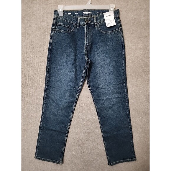 Sonoma Regular Fit Everyday Jeans Men 30x30 Blue Dark Wash Stretch Straight NEW